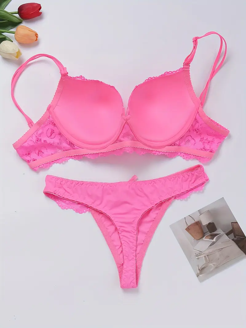 Hot Pink Lace Lingerie Set