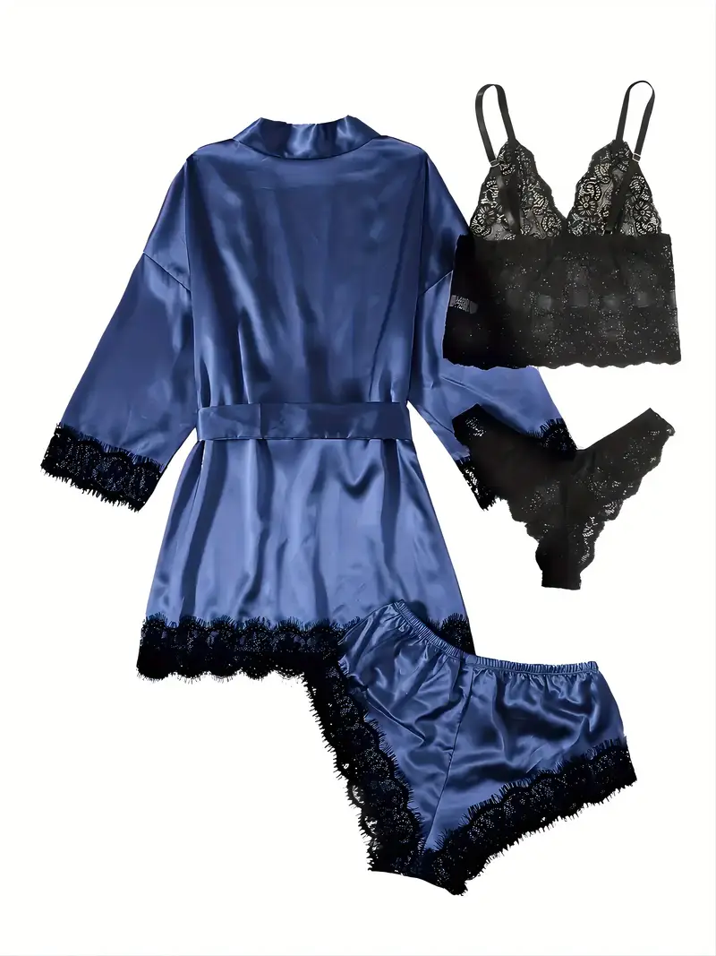 Lace 4-Piece Lingerie Set