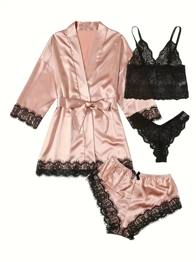 Lace 4-Piece Lingerie Set