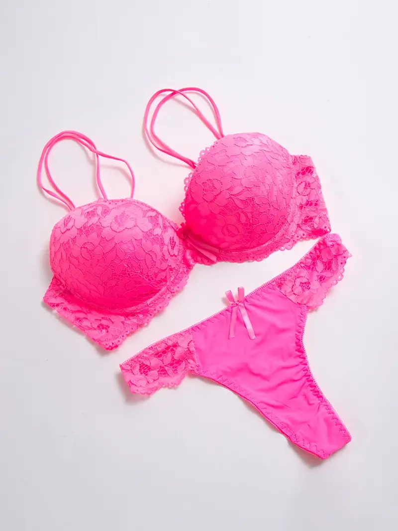 Hot Pink Lace Lingerie Set