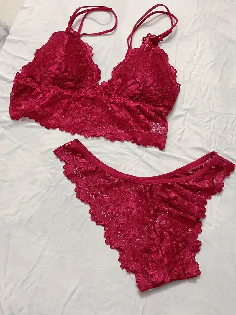 Floral Lace Bralette Lingerie Set