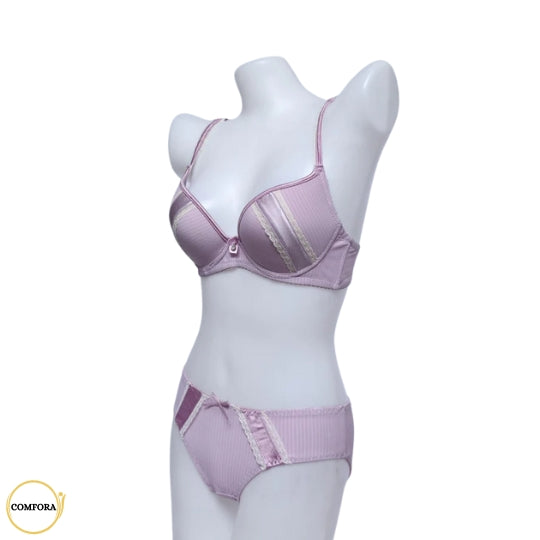 Satin Striped Lingerie Set
