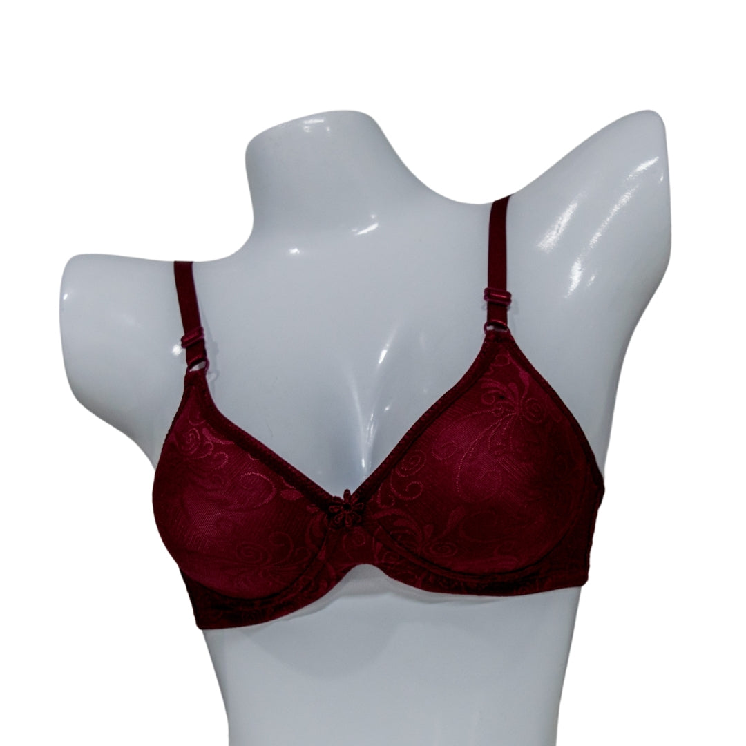 Light Floral Non-Padded Bra – Maroon Collection