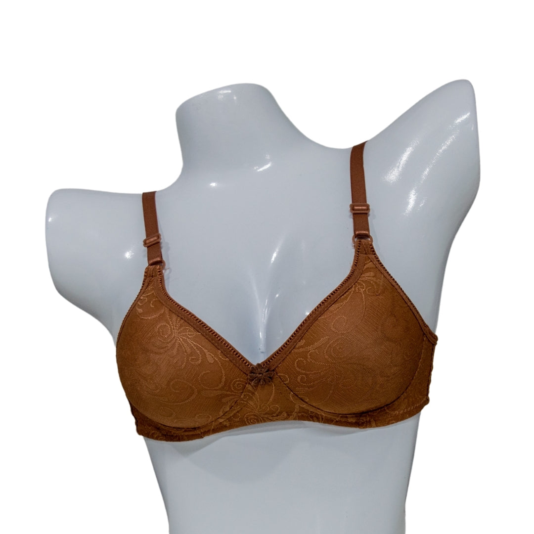 Light Floral Non-Padded Bra Brown