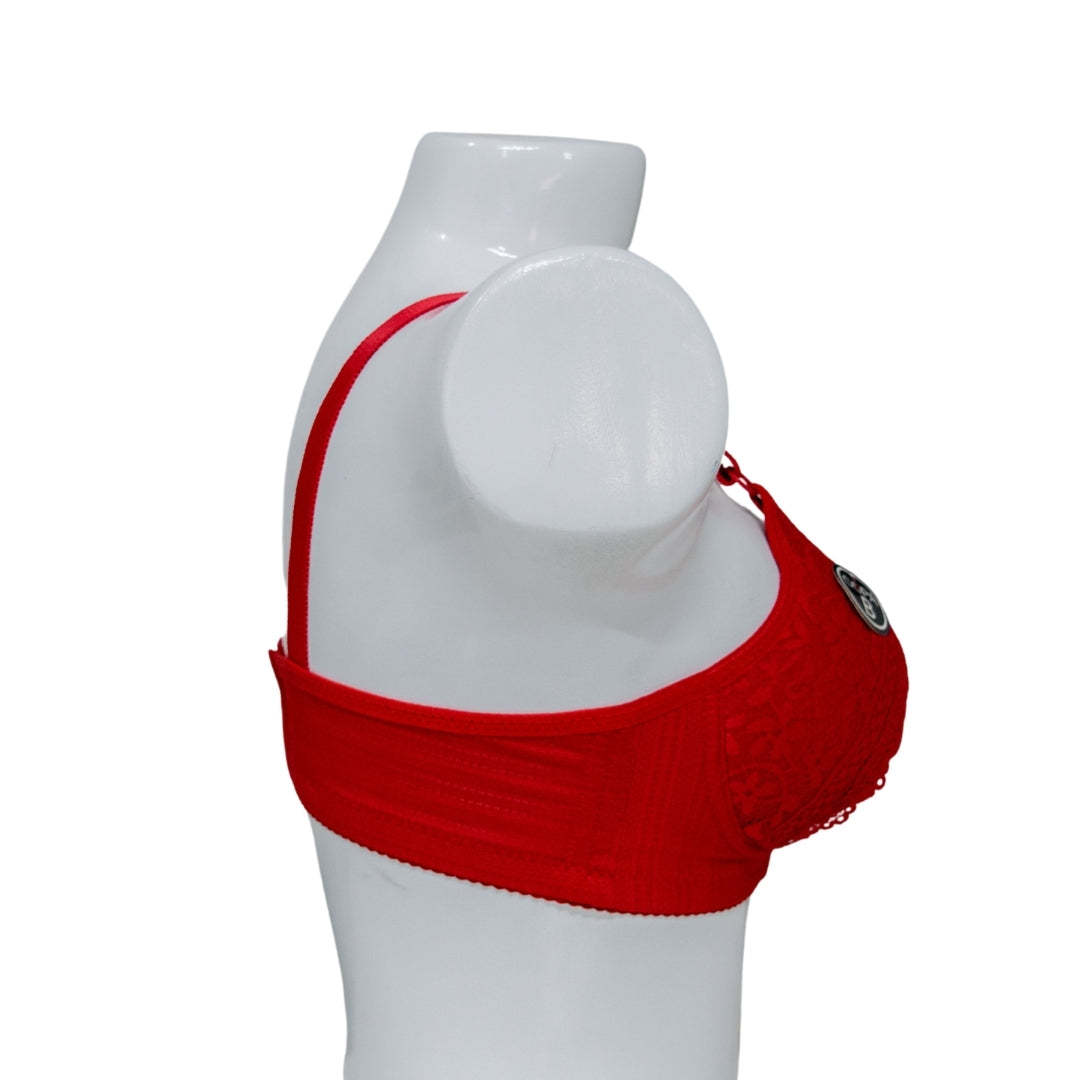Elegant Lace Non-Padded Bra – Red Collection