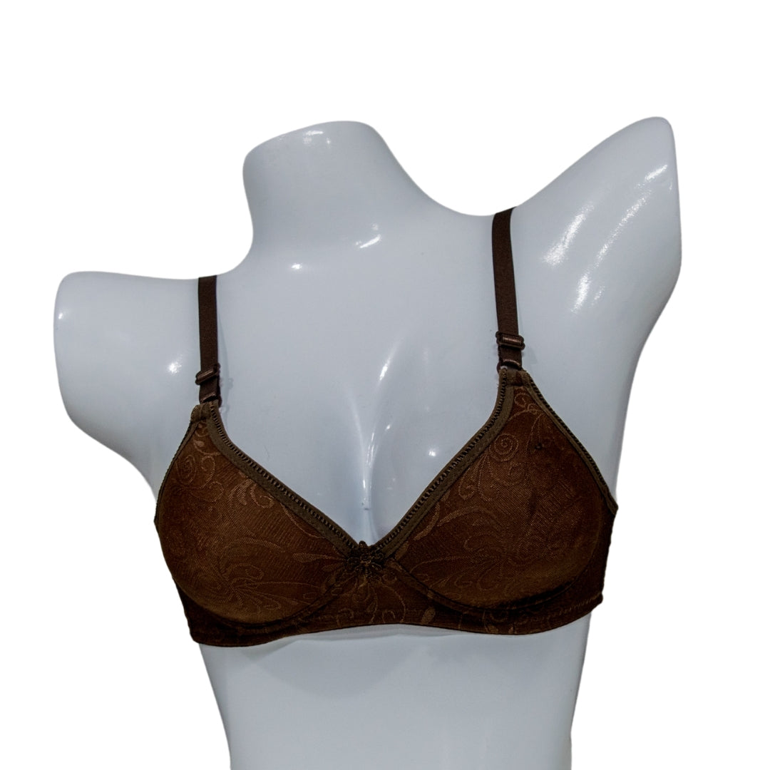 Light Floral Non-Padded Bra – Coffee Brown Collection