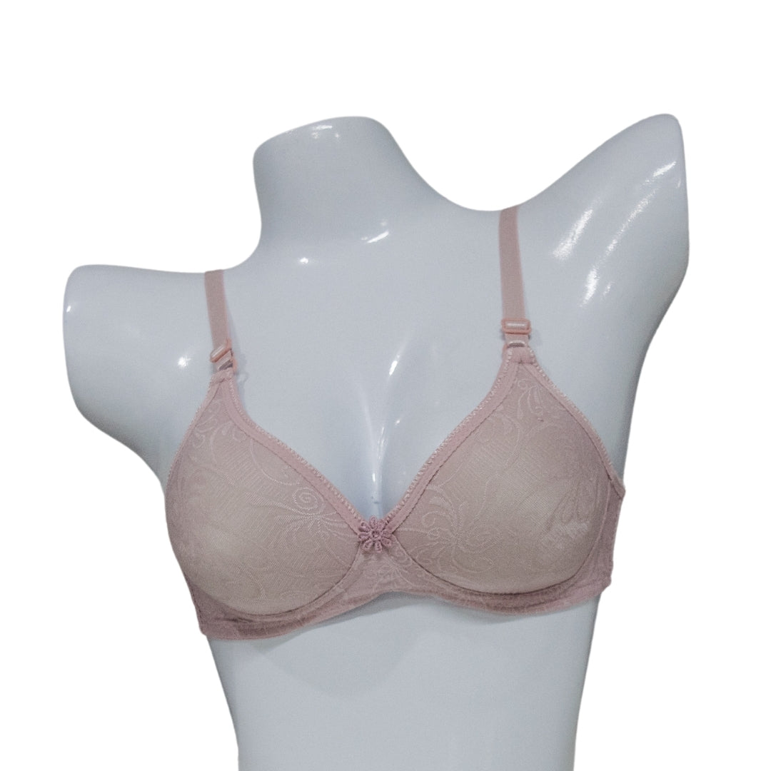 Light Floral Non-Padded Bra soft pink