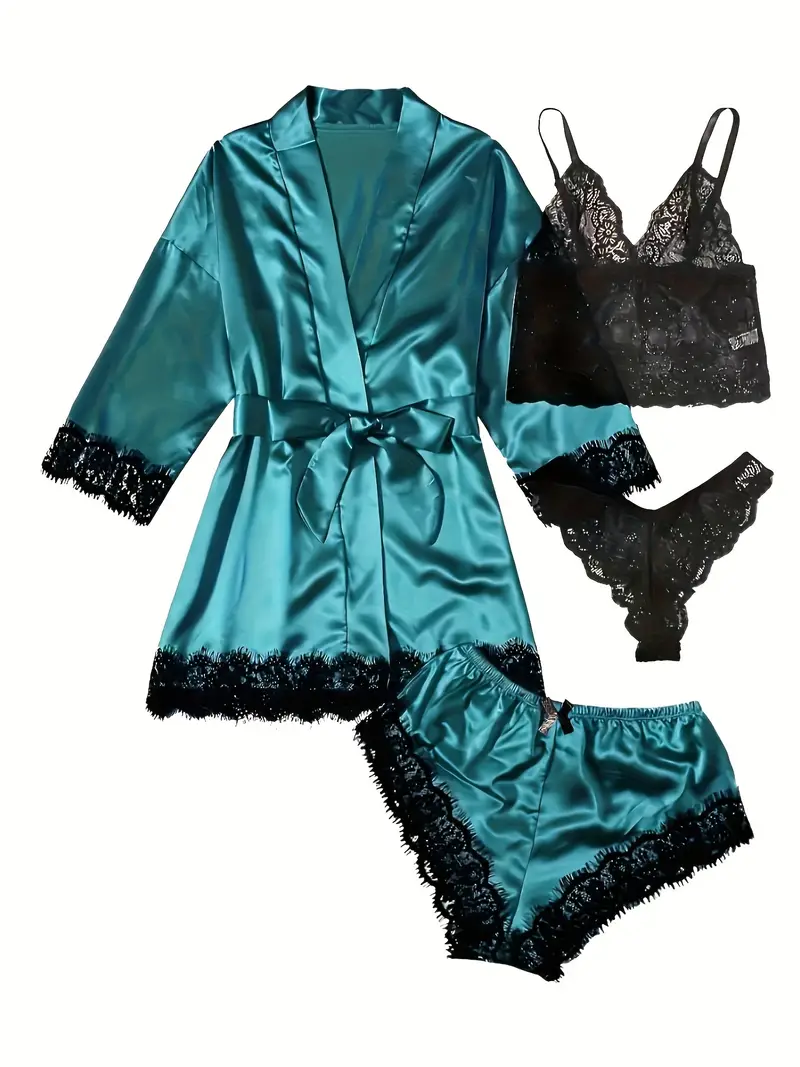 Lace 4-Piece Lingerie Set