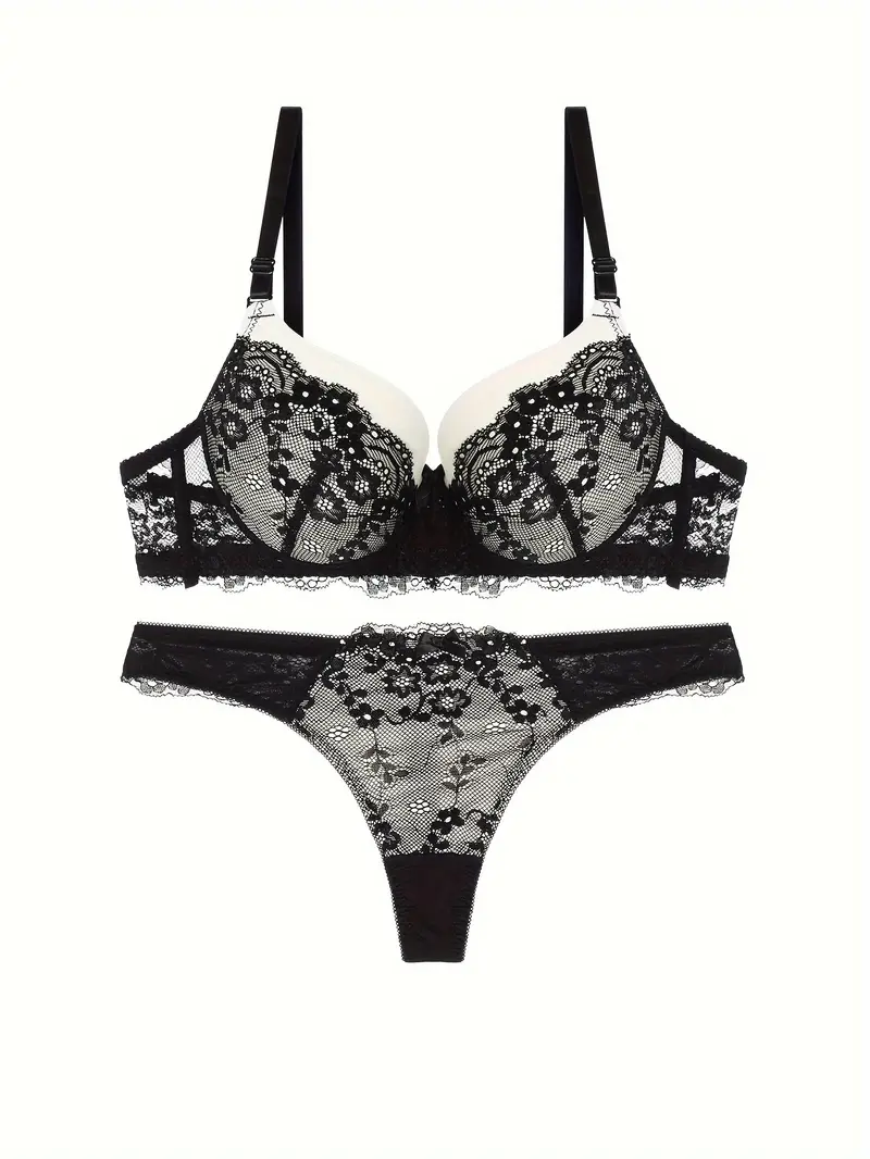Lace Mesh Floral Lingerie Set