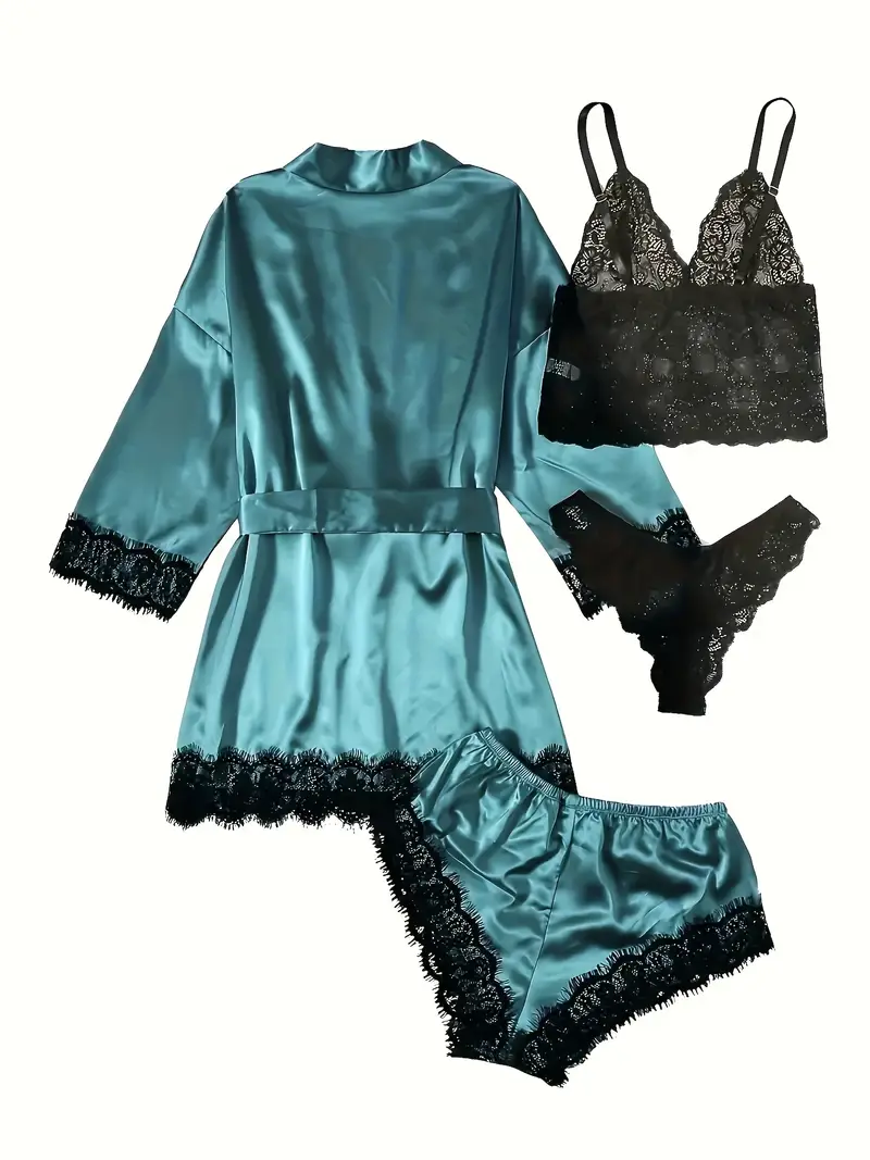 Lace 4-Piece Lingerie Set