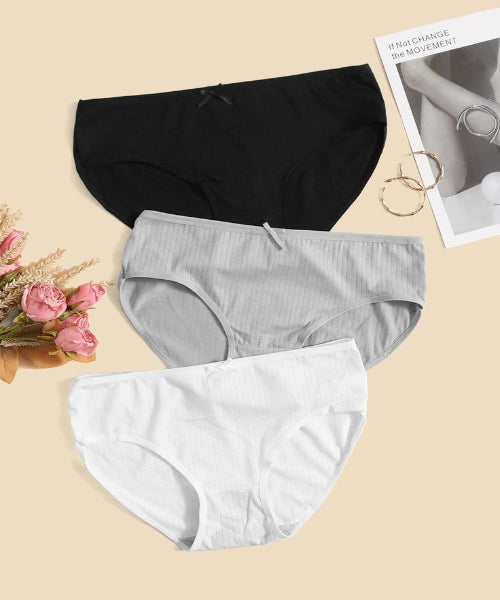 Classic Ribbed Cotton Panties – (Pack of 3)