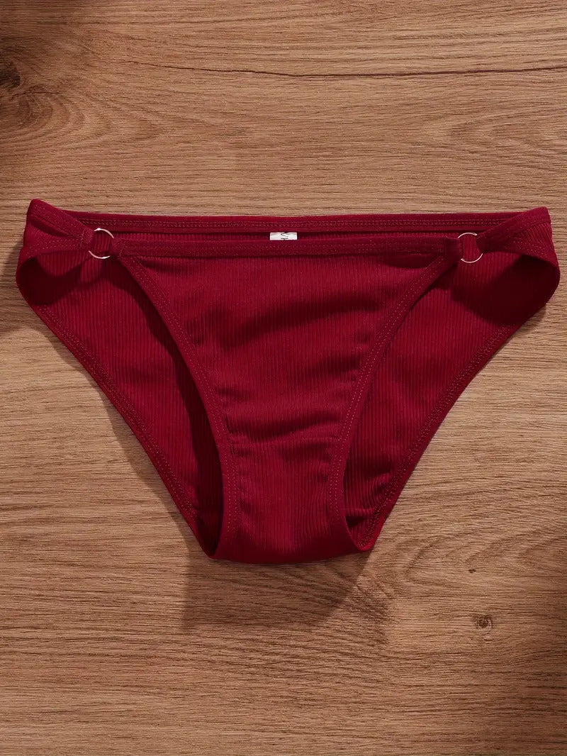 Ribbed  Bikini Panty with Ring Detail
